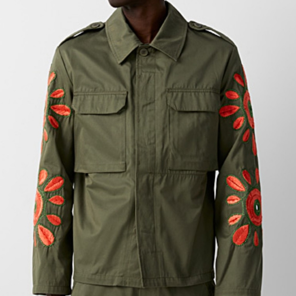 BLUEMARBLE Embroidered Flowers Overshirt - UNISEX